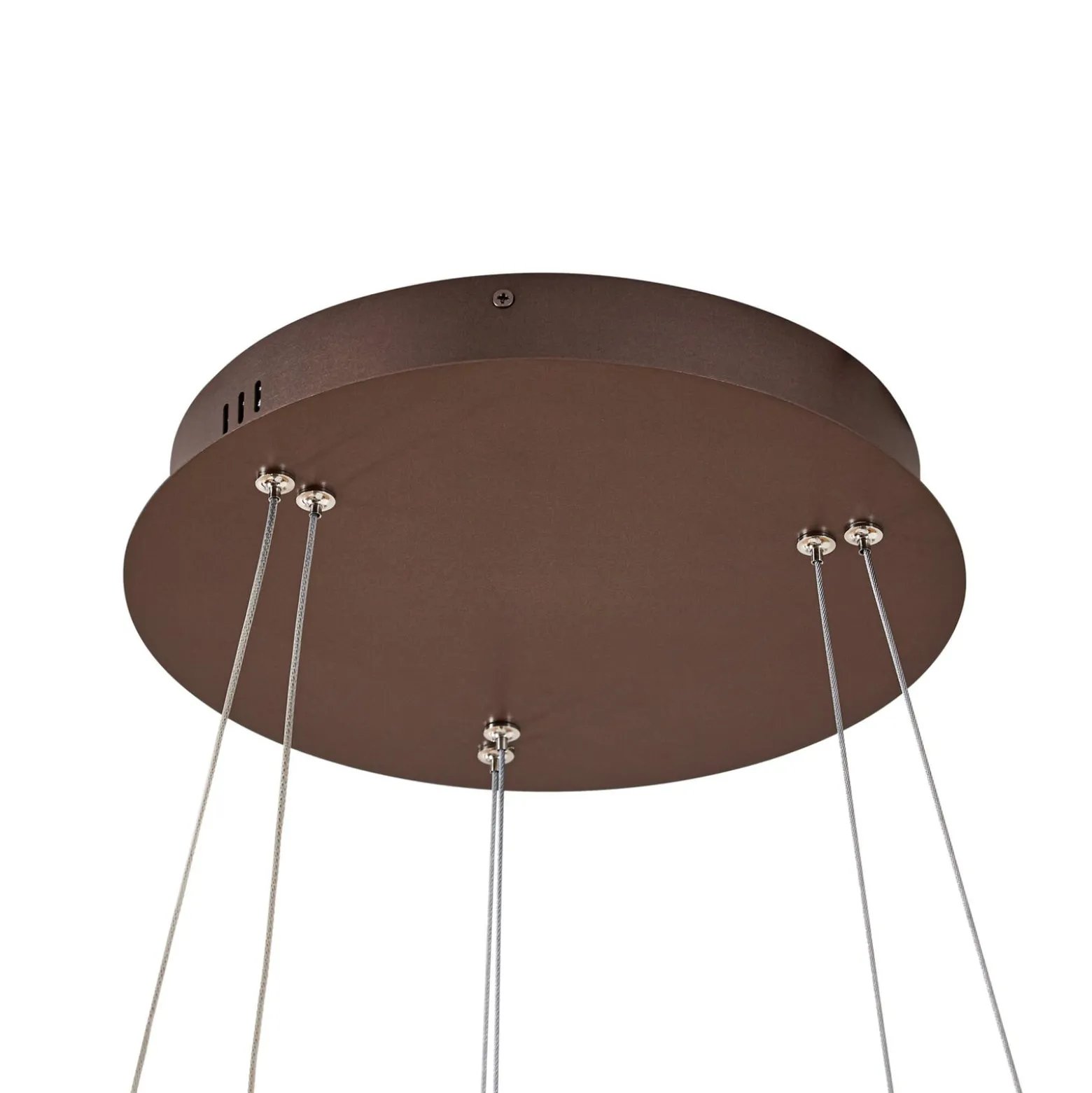 Lucande LED-riippuvalaisin Yonam, Ø 60 cm, 2-lamppuinen, ruskea, CCT