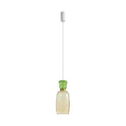 Lucande LED-ripustusvalaisin Fay, keltainen/vaaleanvihreä, lasi, Ø 15 cm