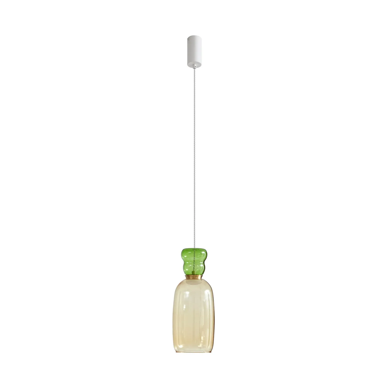 Lucande LED-ripustusvalaisin Fay, keltainen/vaaleanvihreä, lasi, Ø 15 cm