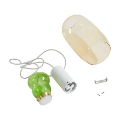 Lucande LED-ripustusvalaisin Fay, keltainen/vaaleanvihreä, lasi, Ø 15 cm