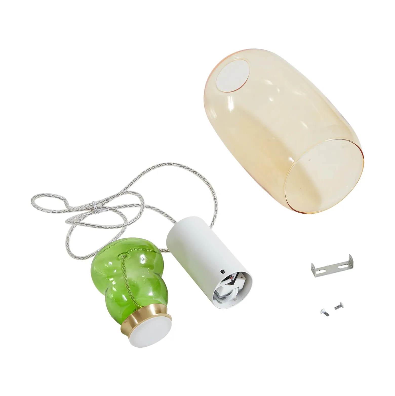 Lucande LED-ripustusvalaisin Fay, keltainen/vaaleanvihreä, lasi, Ø 15 cm