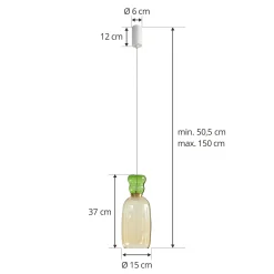 Lucande LED-ripustusvalaisin Fay, keltainen/vaaleanvihreä, lasi, Ø 15 cm
