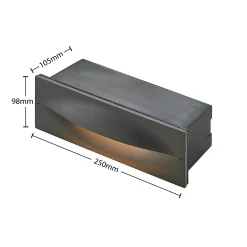 Lucande LED-seinään upotettava valaisin Zandro, 25 cm, antrasiitti, IP65