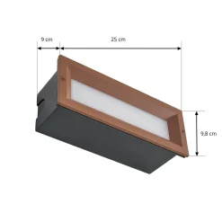 Lucande LED-seinäuppovalaisin Lachlain, ruoste, 25 cm, IP65
