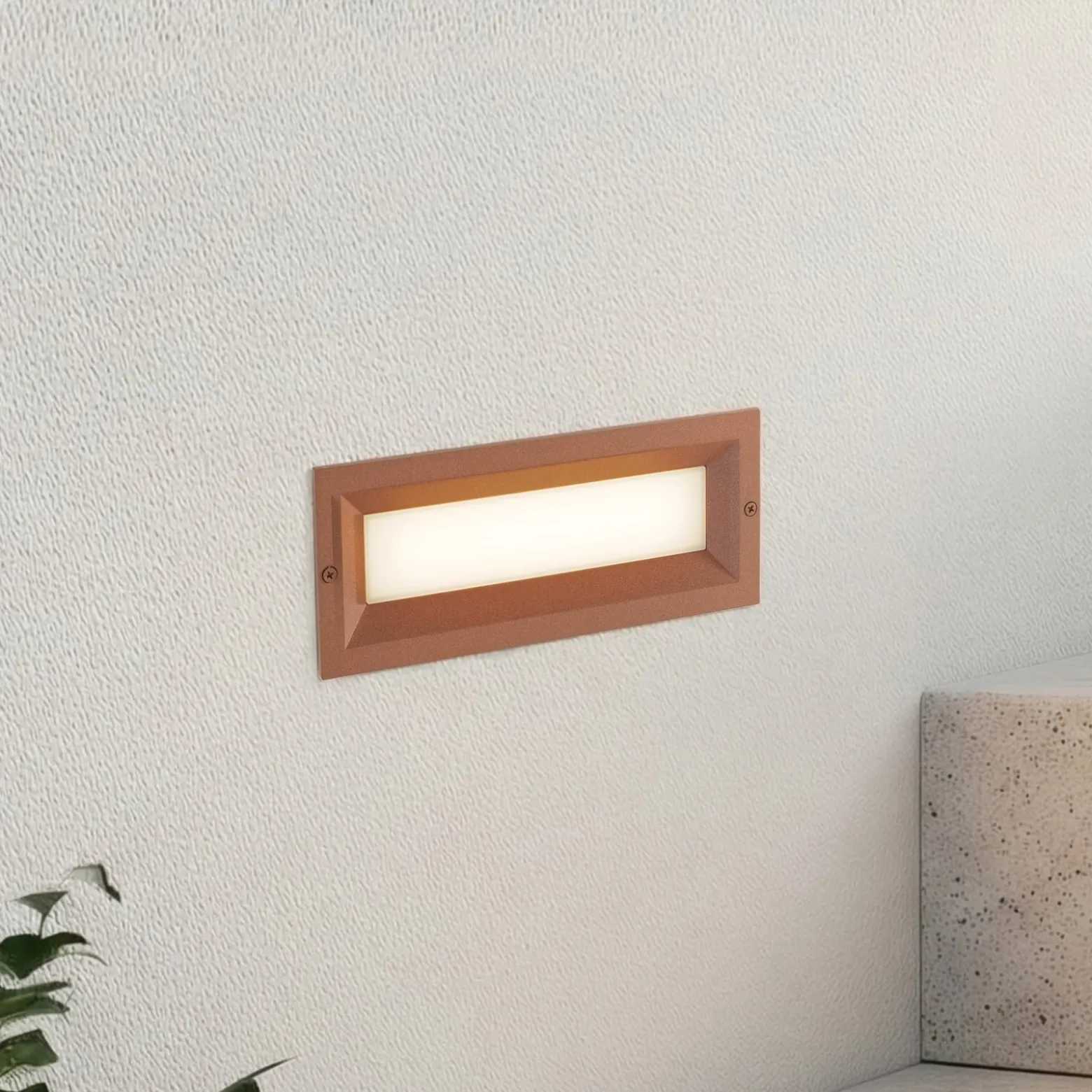 Lucande LED-seinäuppovalaisin Lachlain, ruoste, 25 cm, IP65