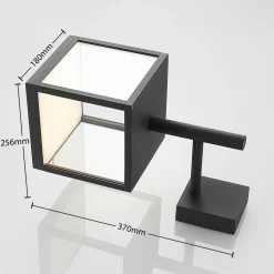 Lucande LED-seinävalaisin Cube, antrasiitti, lasi, 37cm, IP54