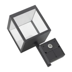 Lucande LED-seinävalaisin Cube, antrasiitti, lasi, 37cm, IP54