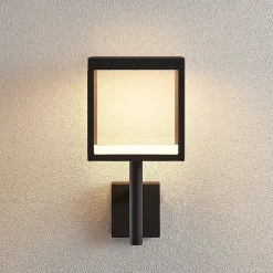 Lucande LED-seinävalaisin Cube, antrasiitti, lasi, 37cm, IP54