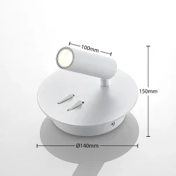 Lucande LED-seinävalaisin Magya, valkoinen 2-valo. pyöreä