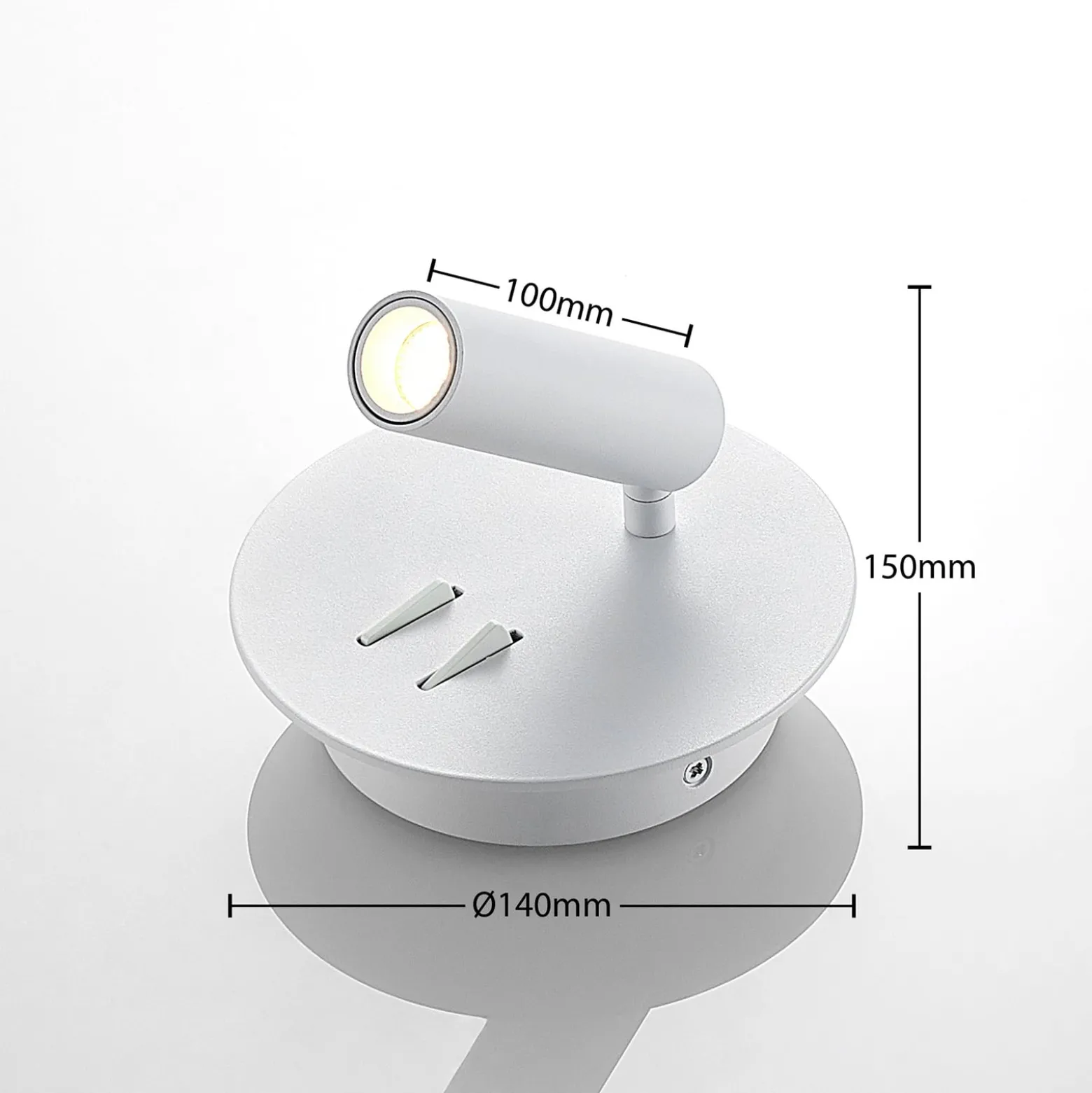 Lucande LED-seinävalaisin Magya, valkoinen 2-valo. pyöreä