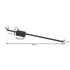 Lucande LED-seinävalaisin Skaila, musta, pituus 90cm, 3000 K