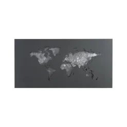 Lucande LED-seinävalaisin World, antrasiitti/hopea, 60 cm x 30 cm