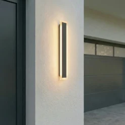 Lucande LED-ulkoseinälamppu Ilora, musta, 60 cm, CCT, IP65