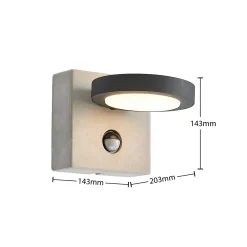 Lucande LED-ulkoseinävalaisin Belna, betoni, anturi, IP54