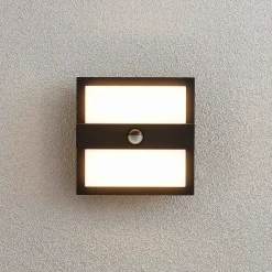 Lucande LED-ulkoseinävalaisin Gylfi, 20 cm, musta, anturi