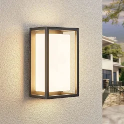 Lucande LED-ulkoseinävalaisin Ilirian, antrasiitti, alumiini, 15 cm
