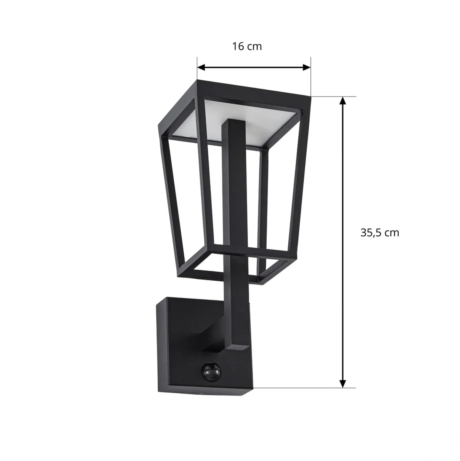 Lucande LED-ulkoseinävalaisin Lynx, 35,5 cm, musta, liiketunnistin
