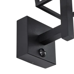 Lucande LED-ulkoseinävalaisin Lynx, 35,5 cm, musta, liiketunnistin