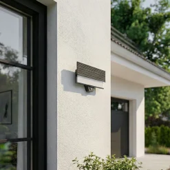 Lucande LED-ulkoseinävalaisin Melira, anturi, antrasiitti, IP65
