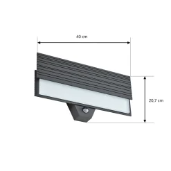 Lucande LED-ulkoseinävalaisin Melira, anturi, antrasiitti, IP65
