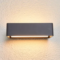 Lucande LED-ulkoseinävalaisin Midvig, tummanharmaa, kulmikas, IP65