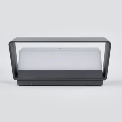 Lucande LED-ulkoseinävalaisin Midvig, tummanharmaa, kulmikas, IP65
