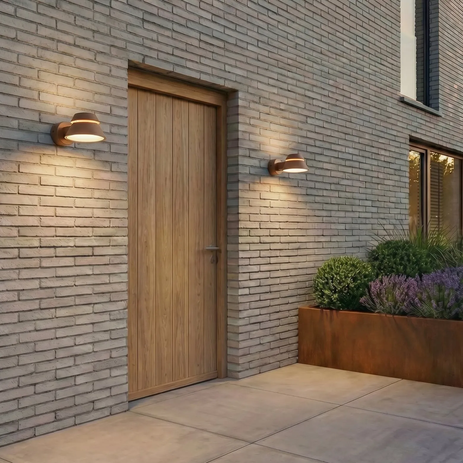 Lucande LED-ulkoseinävalaisin Moena, ruskea, metalli, IP44