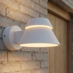 Lucande LED-ulkoseinävalaisin Moena, vaaleanharmaa, metalli, IP44