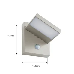 Lucande LED-ulkoseinävalaisin Silvan, kiviharmaa, liiketunnistin, IP54