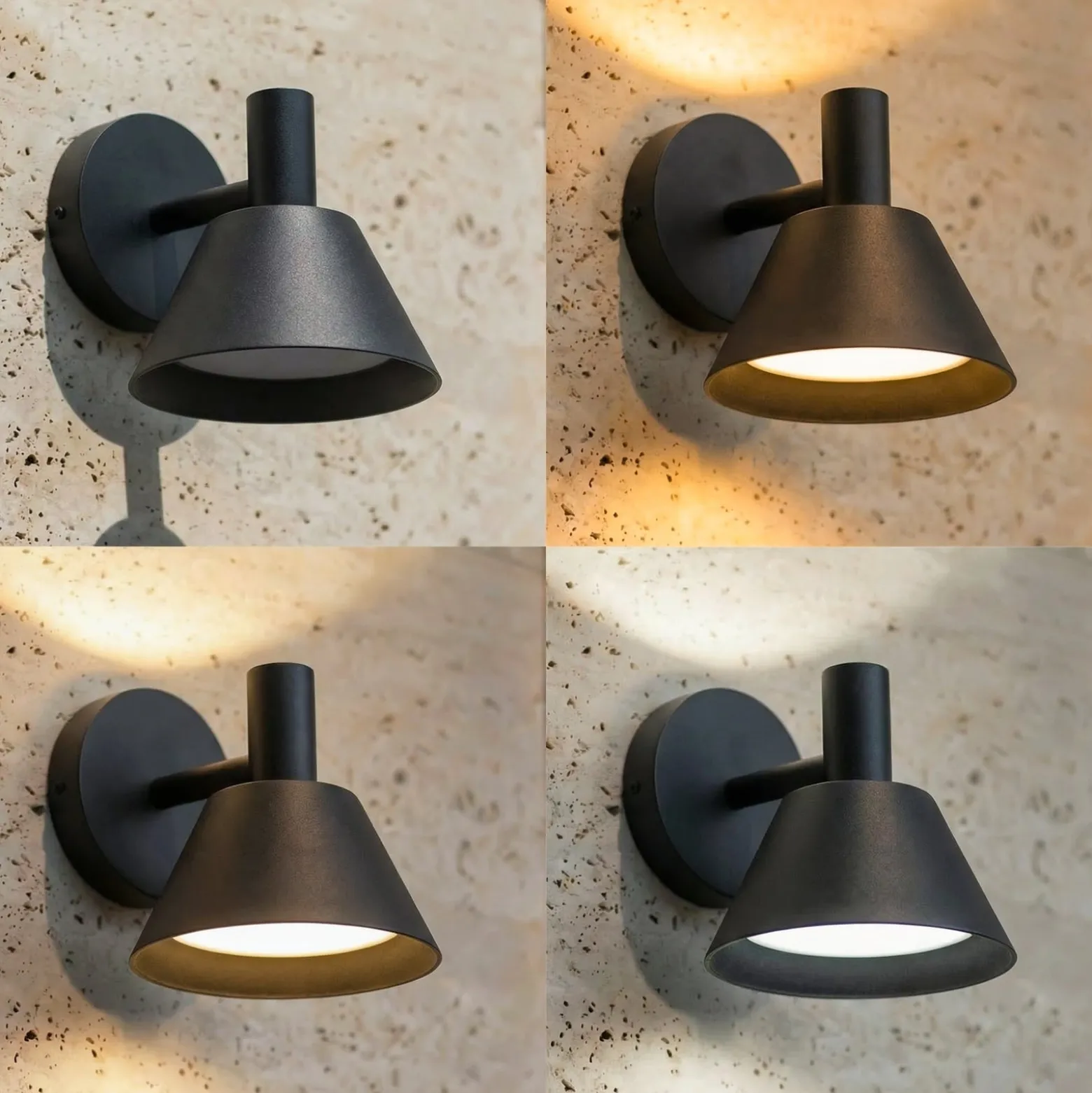 Lucande LED-ulkoseinävalaisin Tabena, mattamusta, IP44, CCT