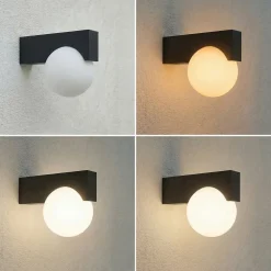 Lucande LED-ulkoseinävalaisin Vijon, musta, CCT, IP44