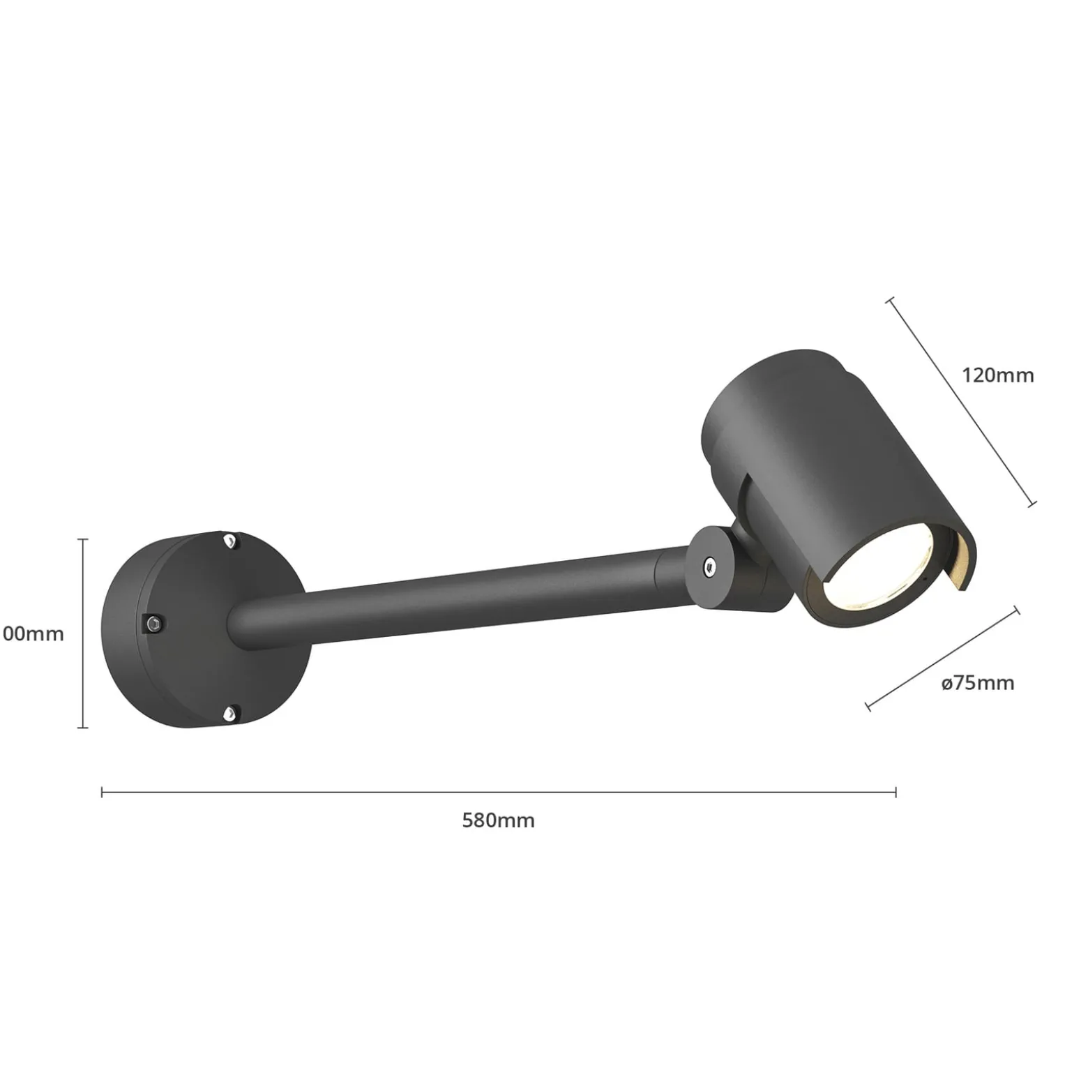 Lucande LED-ulkovalaisin Beatrix, 58 cm, antrasiitti, alumiini