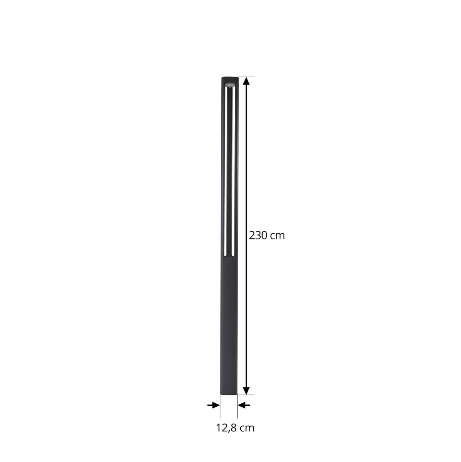 Lucande LED-ulkovalaisin Pirron, 230 cm, antrasiitti, IP65