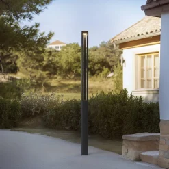 Lucande LED-ulkovalaisin Pirron, 230 cm, antrasiitti, IP65