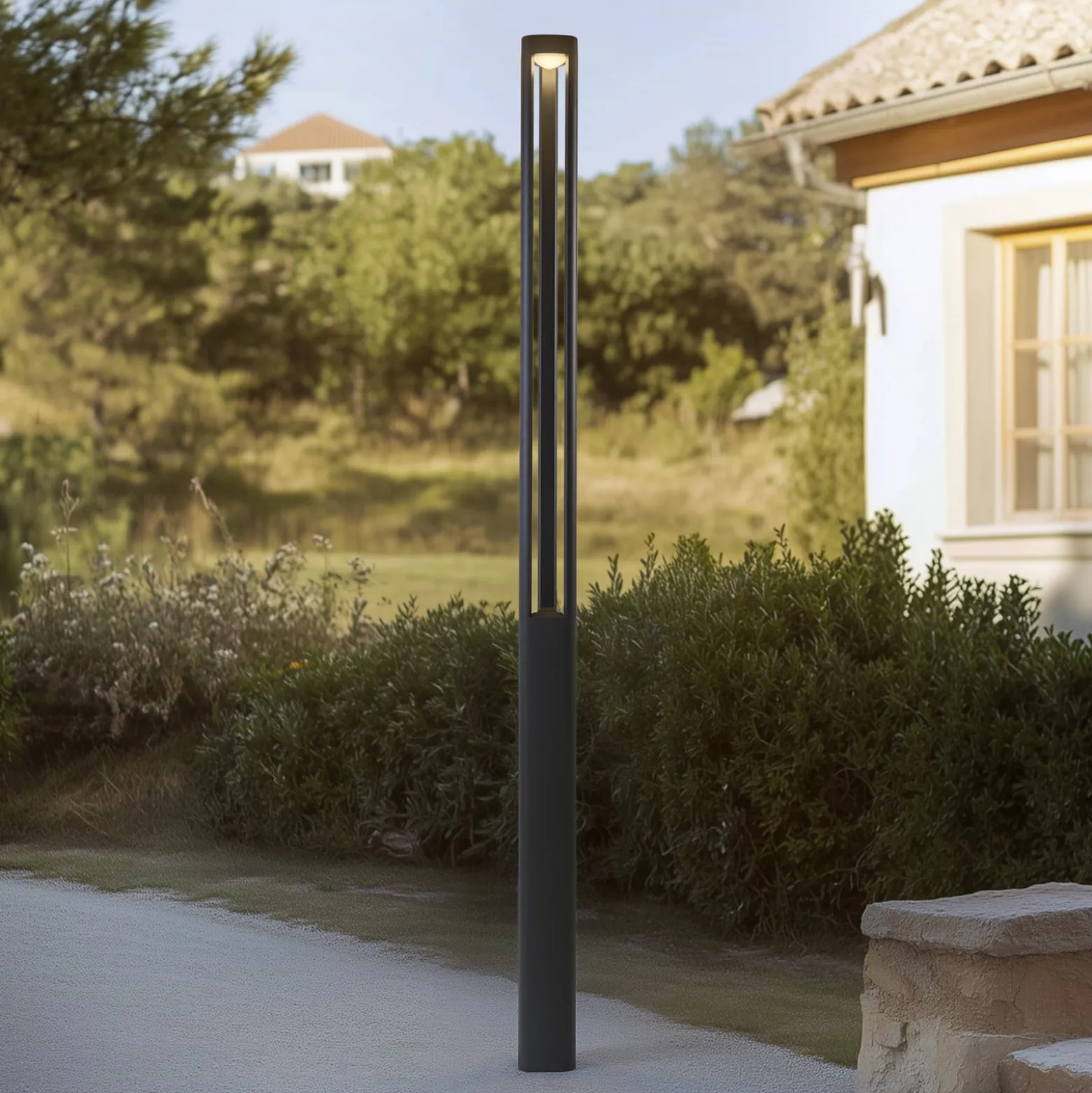 Lucande LED-ulkovalaisin Pirron, 230 cm, antrasiitti, IP65