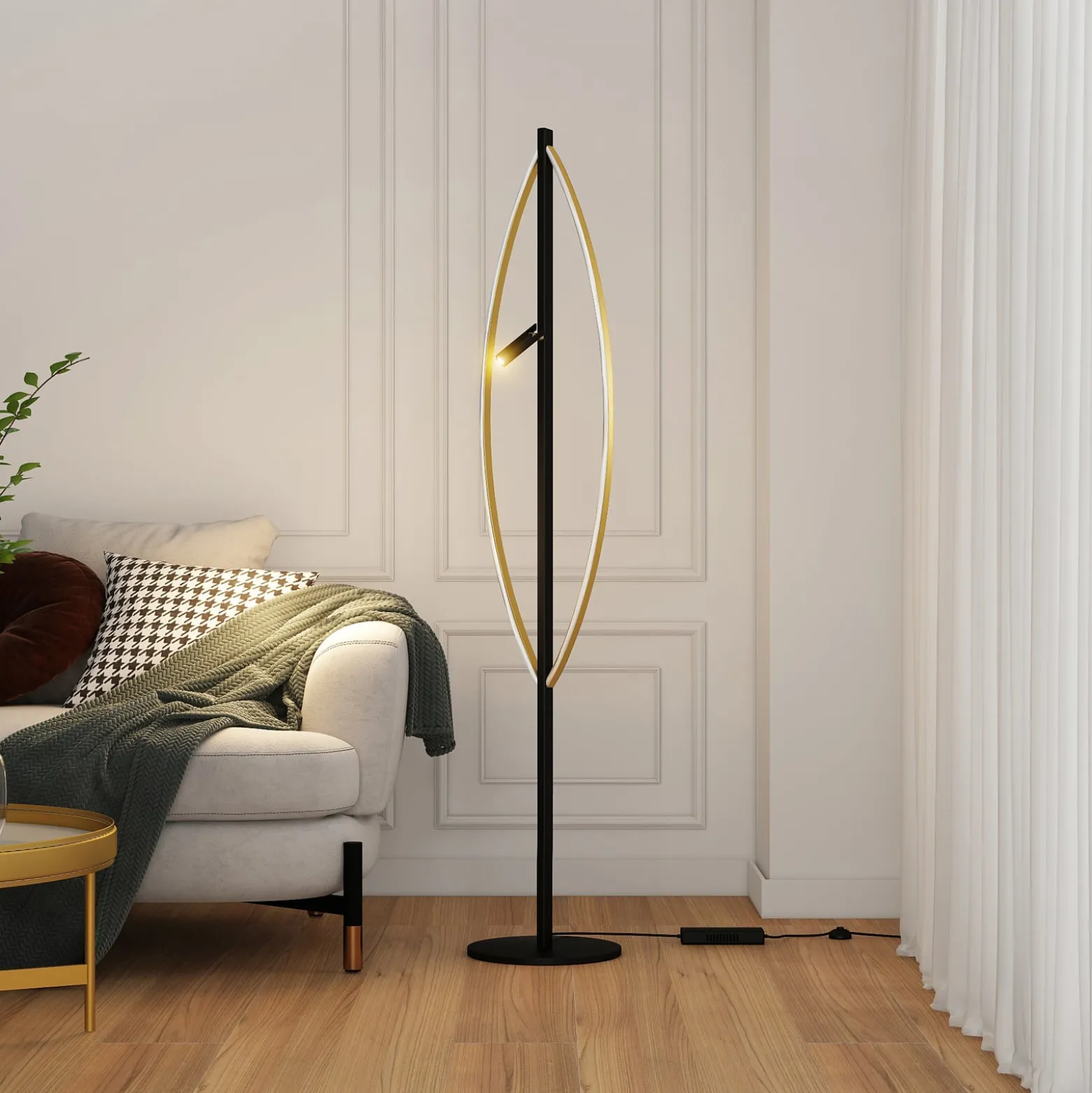 Lucande Matwei LED-lattiavalaisin, soikea, messinki