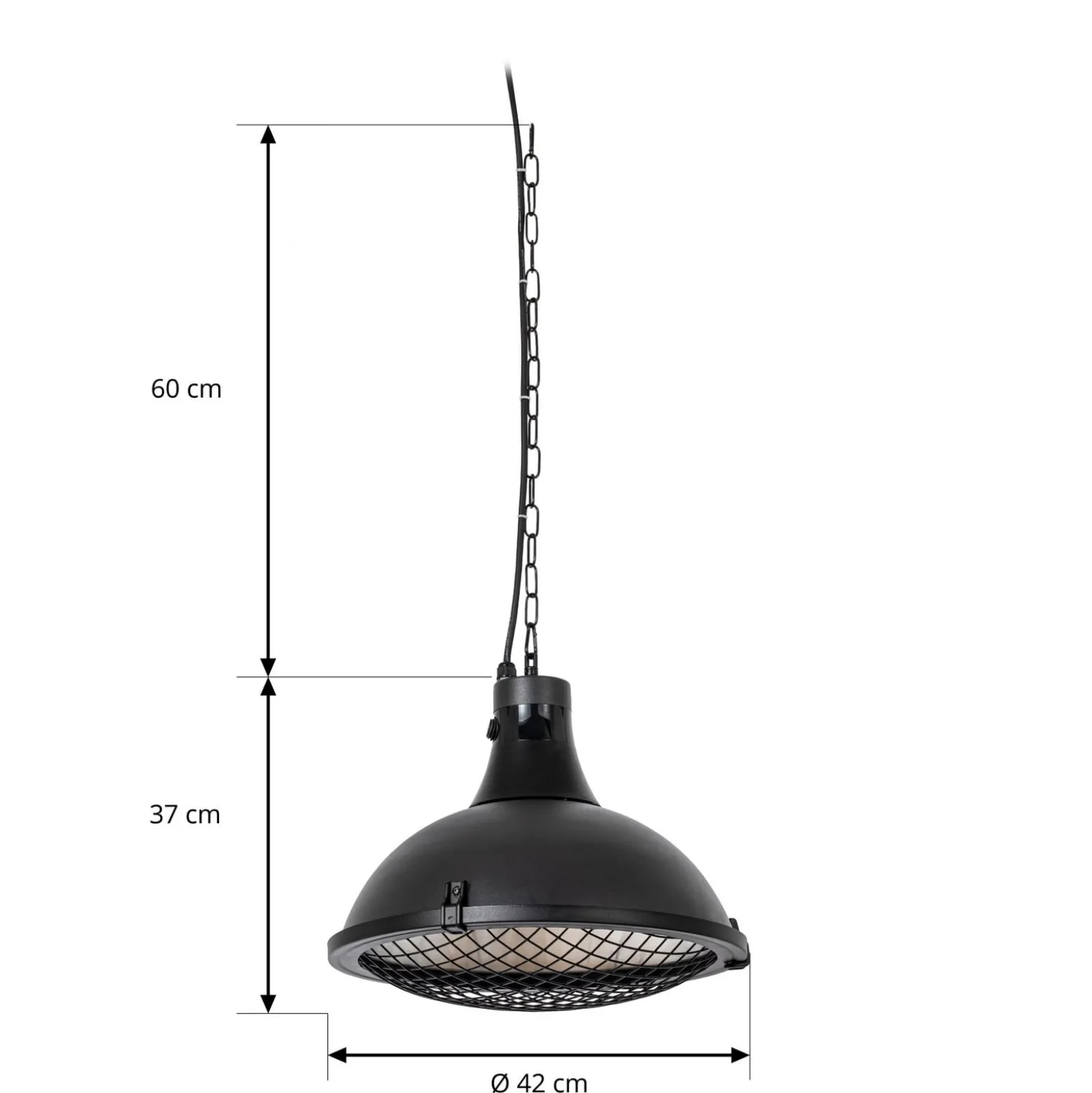 Lucande Ormio -terassilämmitin, musta, Ø 43 cm, IP44