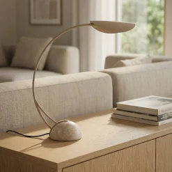 Lucande pöytävalaisin Rivera, beige, metalli, kivi, 51 cm, G9