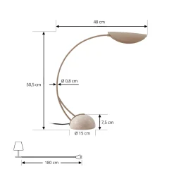 Lucande pöytävalaisin Rivera, beige, metalli, kivi, 51 cm, G9
