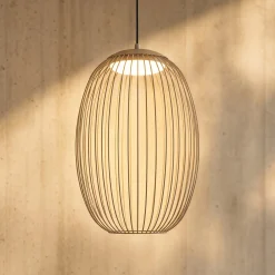 Lucande Richi LED-riippuvalaisin ulos, beige, Ø 35 cm, himmennettävä