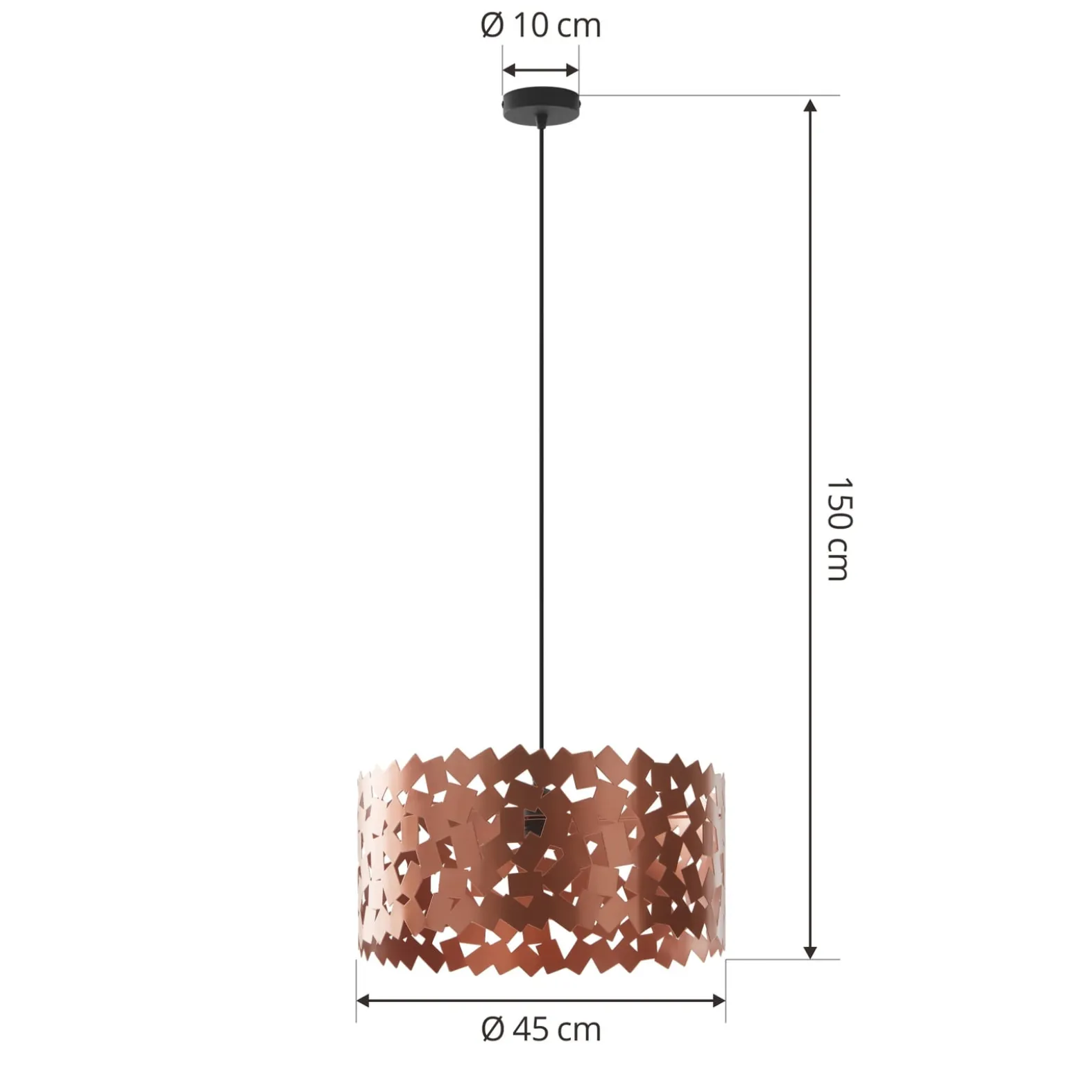 Lucande-riippuvalaisin Aeloria, kupari, Ø 45 cm, rauta, E27