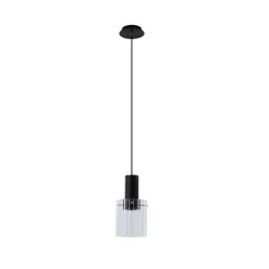 Lucande-riippuvalaisin Eirian, Ø 18 cm, musta, lasi, E27