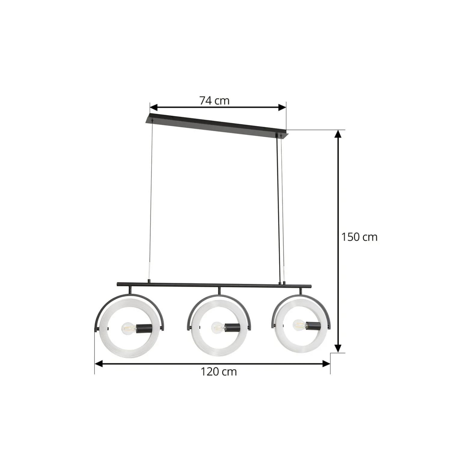 Lucande-riippuvalaisin Helva, valkoinen, 3-lamppuinen, 108 cm, käännettävä