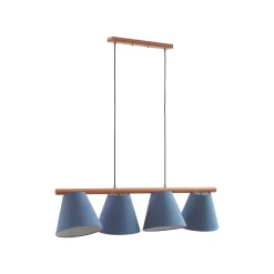 Lucande-riippuvalaisin Jinda, sininen, puu, kangas, 120 cm, E27