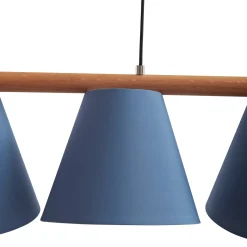 Lucande-riippuvalaisin Jinda, sininen, puu, kangas, 120 cm, E27