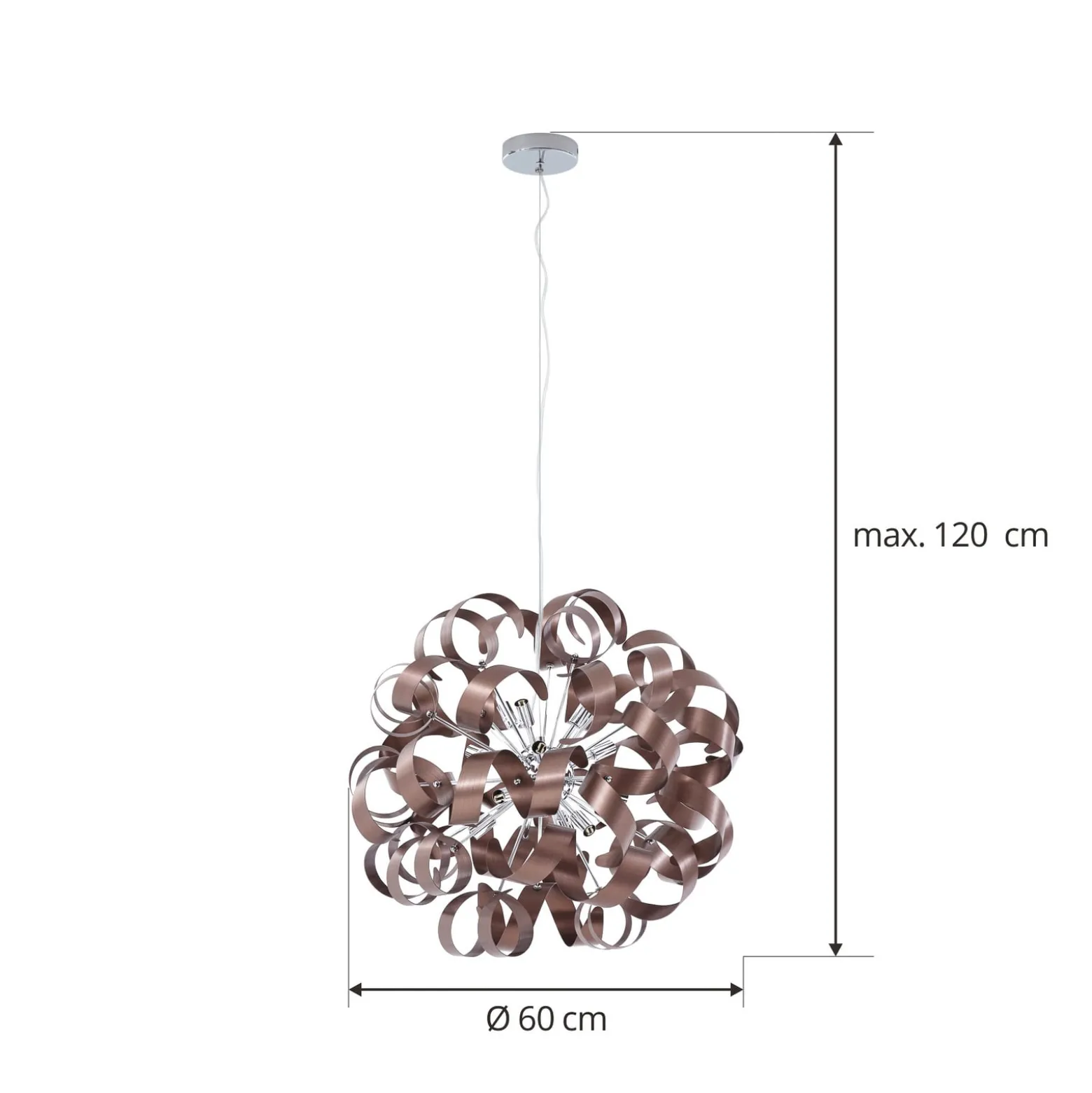 Lucande riippuvalaisin Kaelor, Ø 60 cm, kuparinvärinen, alumiini