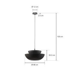 Lucande-riippuvalaisin Kellina, Ø 48 cm, musta, metallia