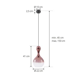 Lucande-riippuvalaisin Lyrisa, 1-valo, kuparinvärinen, lasi, 22cm
