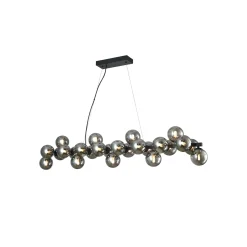 Lucande-riippuvalaisin Naelen, musta/harmaa, 125 cm, lasi, G9