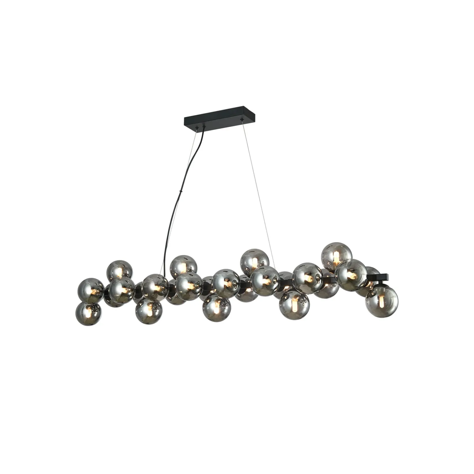 Lucande-riippuvalaisin Naelen, musta/harmaa, 125 cm, lasi, G9
